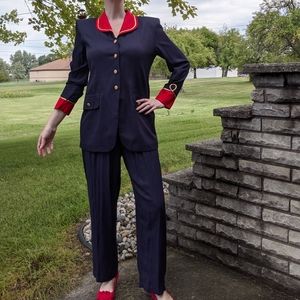 Vintage John Roberts Western Style Navy Red Pants Suit 9/10 Medium